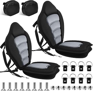 Lewtemi Thicken Kayak Seat with Back Support Canoe Paddle Board Seat with Detachable Storage Bag Adjustable Sit on Top Paddleboard Cushion for Kayaking Canoeing Rafting