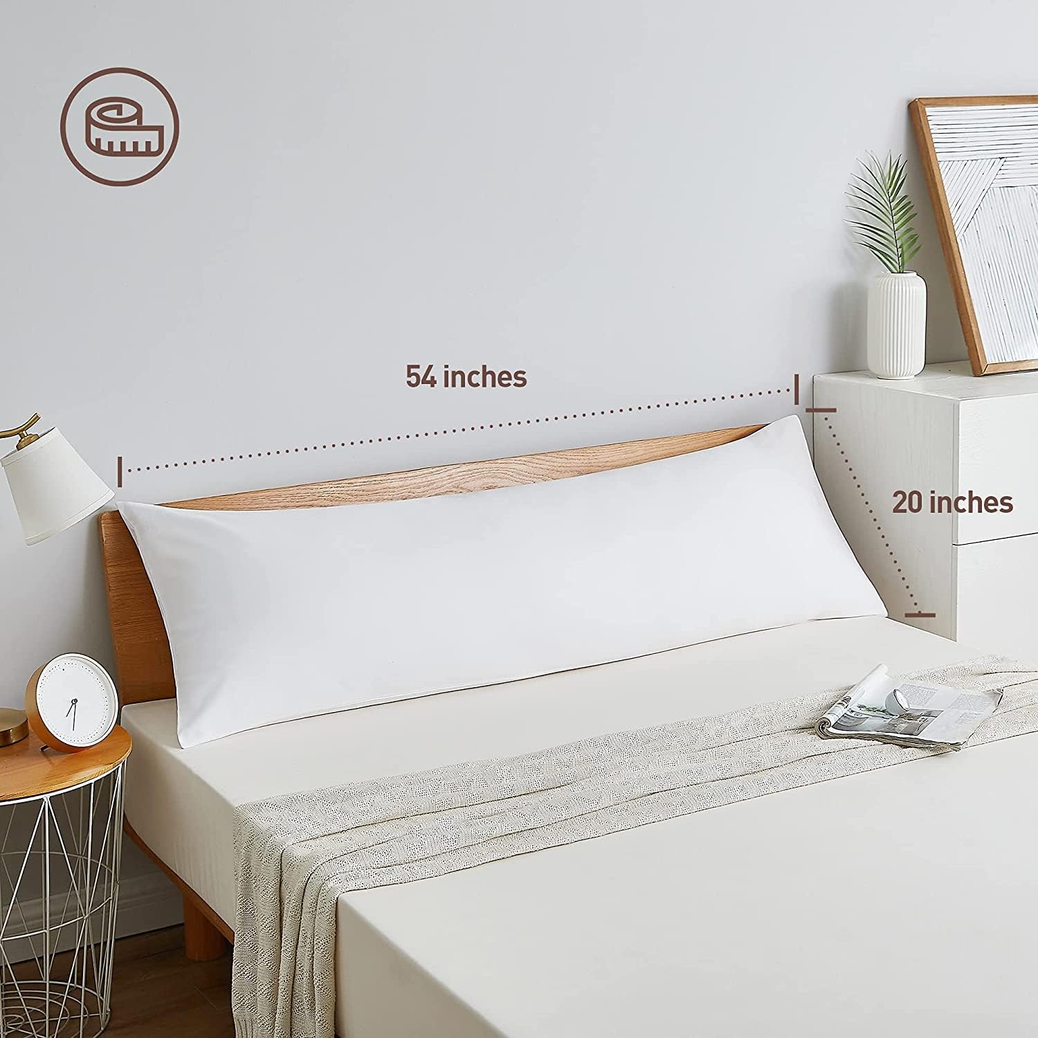 Acanva Fluffy Bed Sleeping Side Sleeper Body Pillow Insert, 20x54(Pack of 1), White