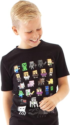 Miniatura 2 de Minecraft - camiseta de personajes de sprites para niños, regalos para jugadores, manga corta, negra