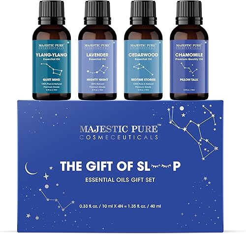 Majestic Pure, Set de Aceites Esenciales para Noche Tranquila | 100% Puro y Natural para Rituales Tranquilizantes Nocturnos y de Autocuidado |