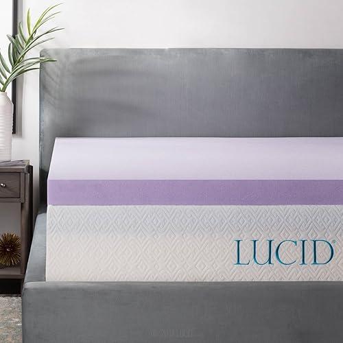 Miniatura 2 de LUCID - Cubrecolchón de espuma viscoelástica con infusión de lavanda