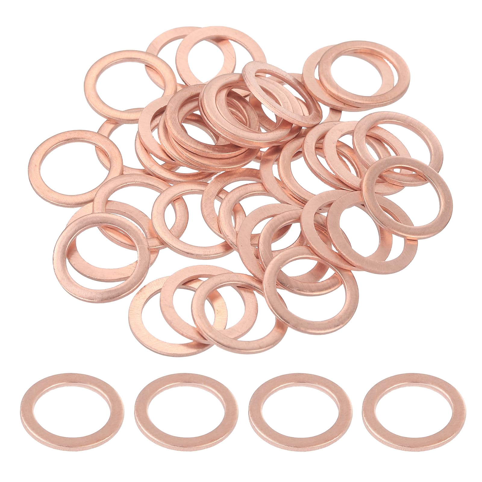 PATIKIL M10 Copper Flat Washers 10mm ID 14mm OD 1mm Thick 66 Pcs