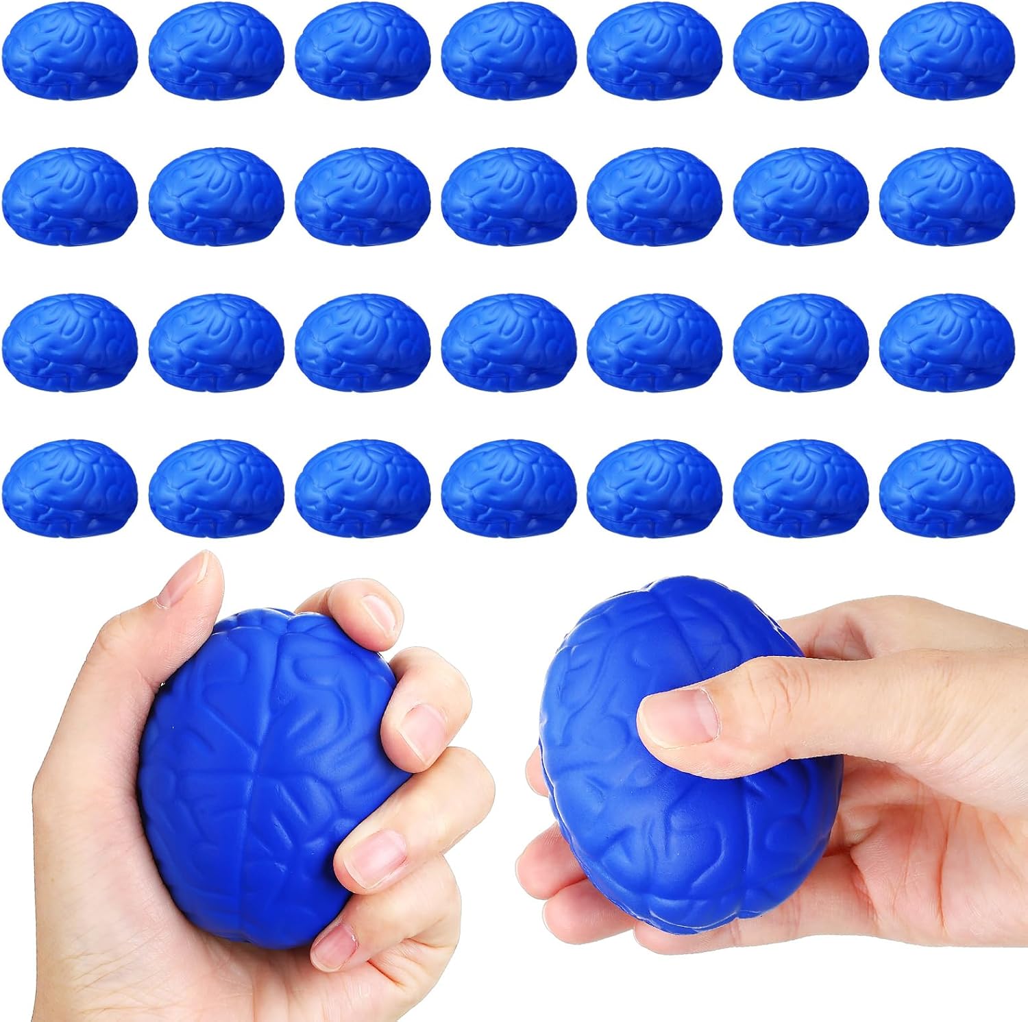 Jenaai Brain Stress Ball Halloween Squeeze 2.76 Inch PU Hand Muscle Exercise Pressure Ball Funny Stress Relief for Adults Improving Grip Strength Release Pressure(Blue)