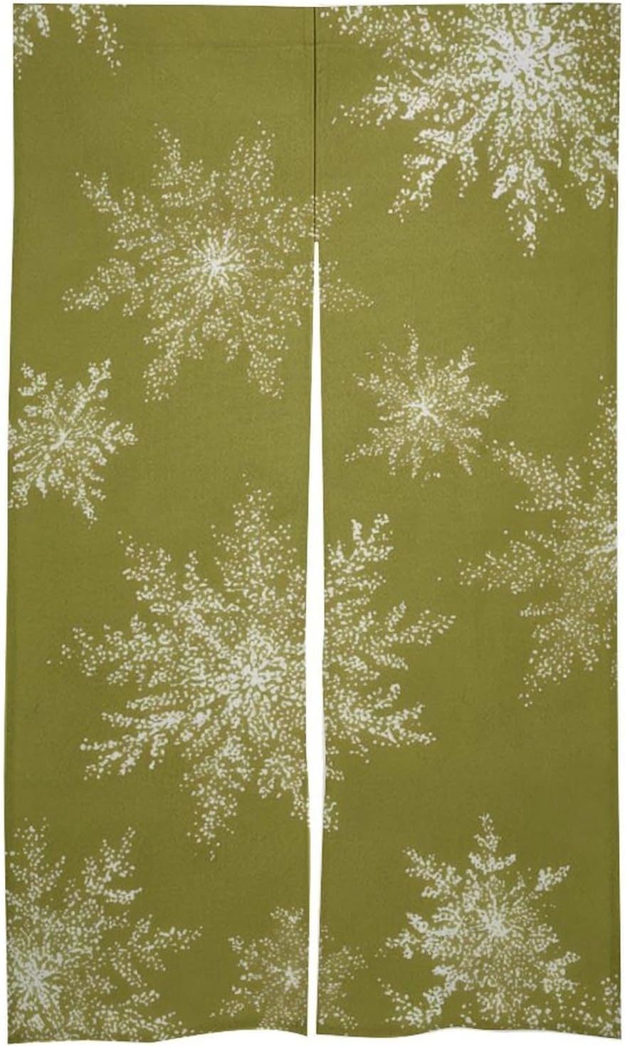 Olive Green Snowflakes Doorway Curtain Insulated Room Divider Drapes | white linen,privacy curtains