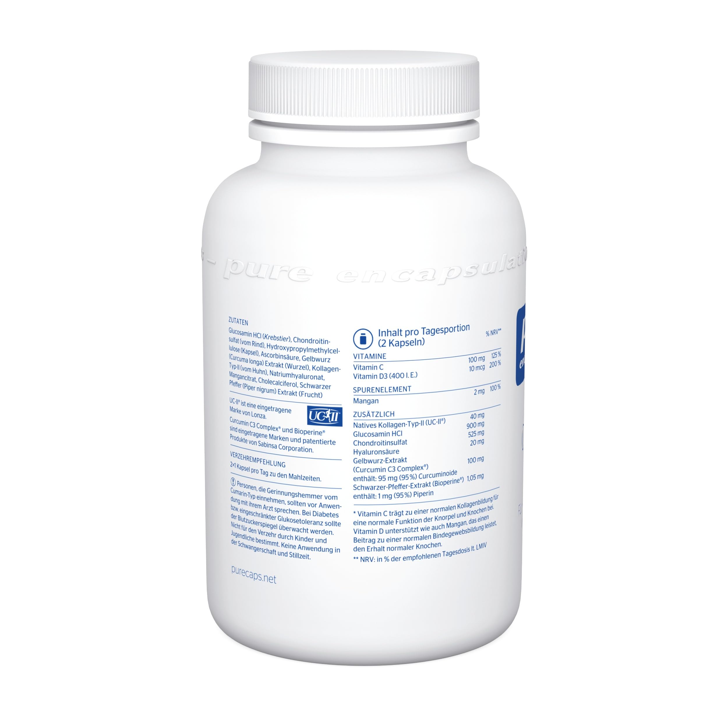 Pure Encapsulations - Chondro Aktiv - Gelenksformel mit UC-II Kollagen, Vitamin C & D, Glucosamin, Chondroitin und Hyaluronsäure - Unterstützt Knorpel und Gelenke - 60 Kapseln