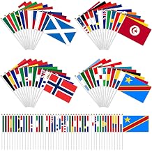 2026 Hand Held World Flags on Sticks, 48pcs Participating Countries Flag for World Cup Football Tournament, Double Sided World Cup Flags for Football Fans Celebration Decorations 14x21cm/5.5x8.7in