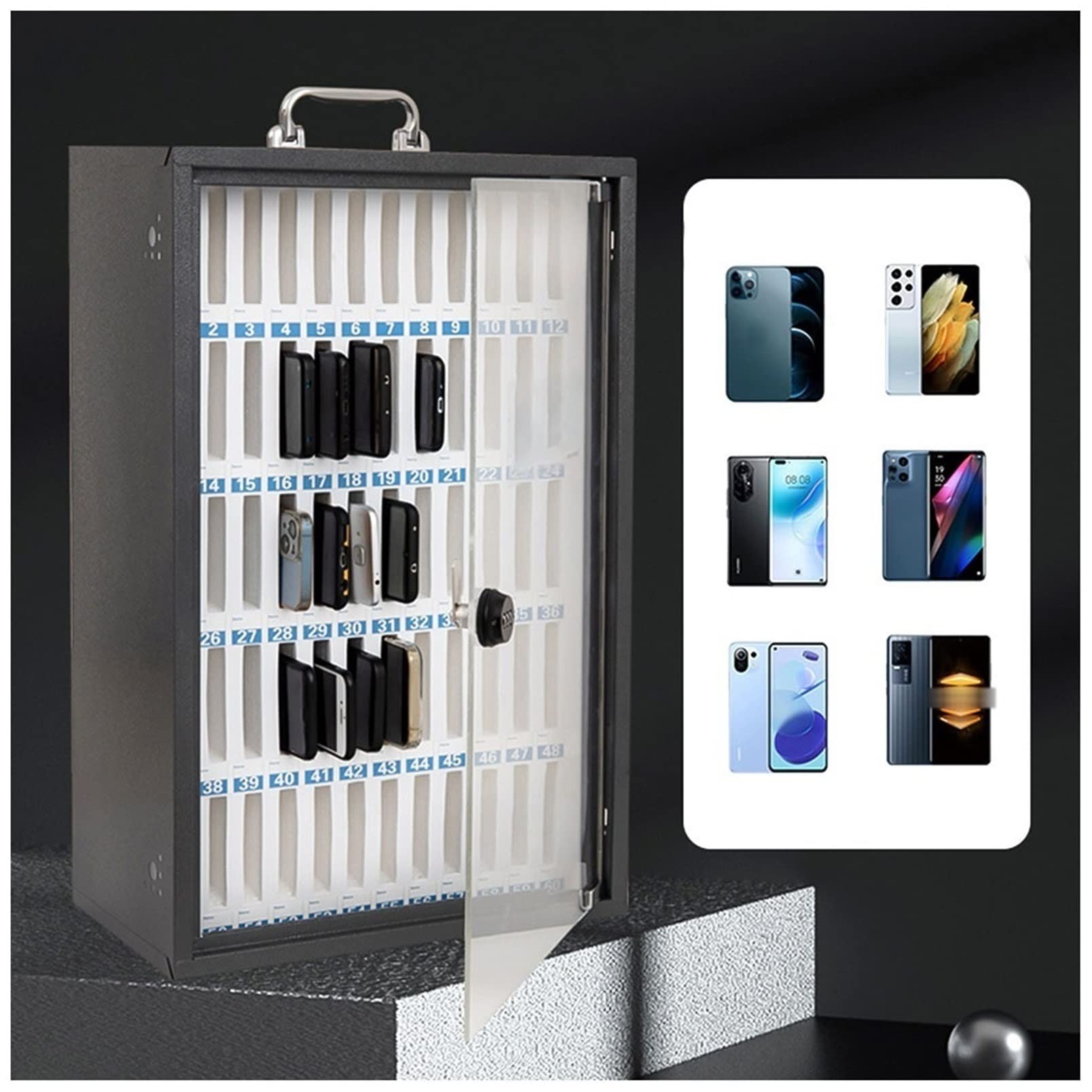 Secure 1260 Slot Metal Wall Phone Locker con serratura a combinazione – Armadietto ideale per cellulare per aule e scuole, perfetto per studenti e personale di sicurezza