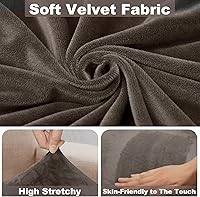 Vista 3 de NAISI Funda para Sofá Seccional de 1 Pieza de Terciopelo Separada para Chaise Lounge Funda Suave Elástica Fundas para Sofá Seccional Marrón