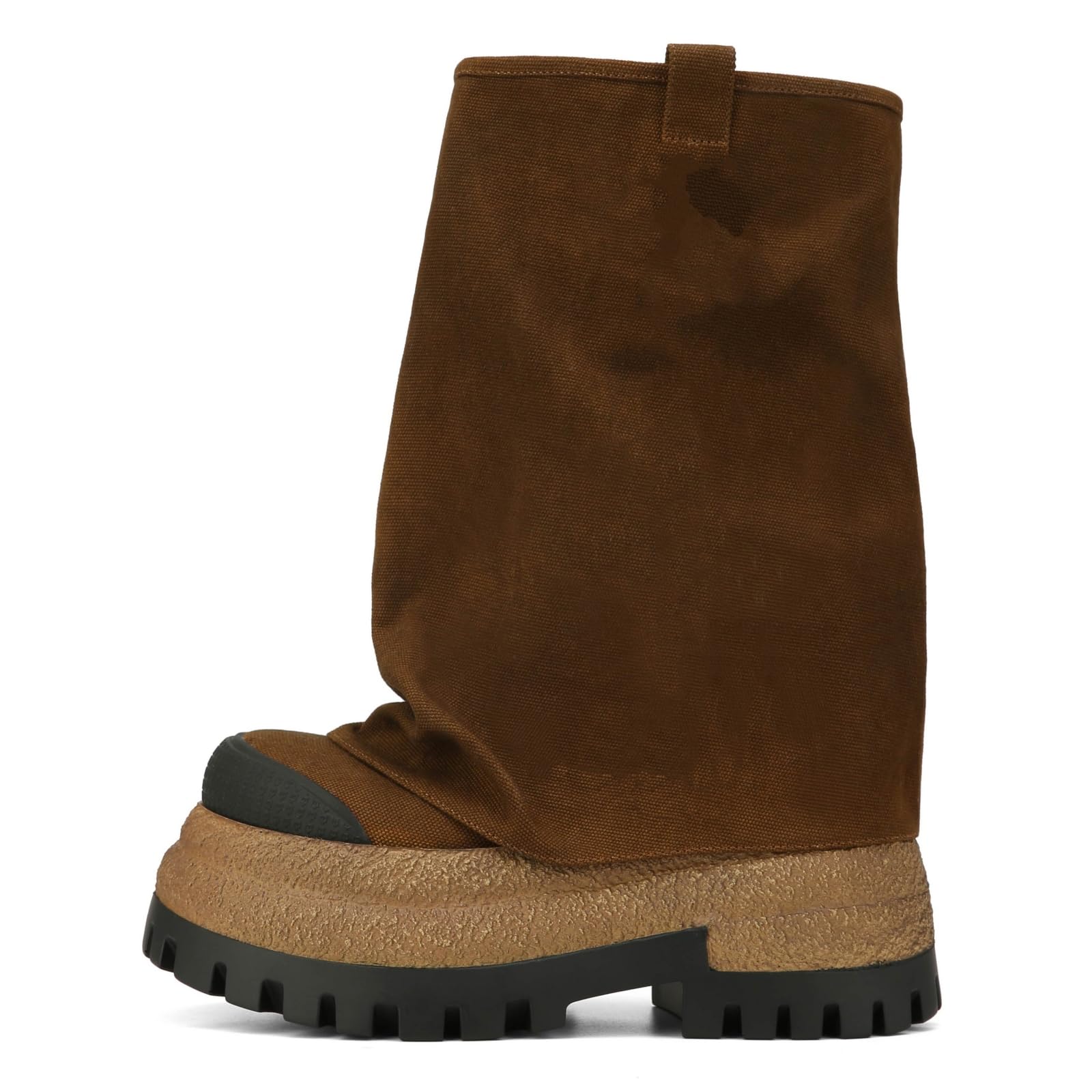 Chunky Platform Fold Over Boots for Women Stylish Combat Boots with Thick Sole Casual and Trendy Slip On