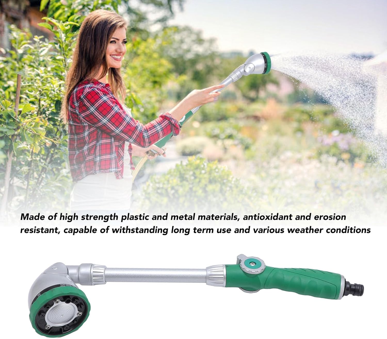 Garden Watering Wand with Multi Spray Modes, Long Pole ABS Nozzle Sprayer, 18.5oz Lightweight Design - Ergonomic Grip for Car Washing, Plant Irrigation & Gardening Convenience