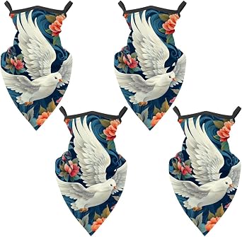4 Pack Peace Dove Neck Gaiter Face Scarf Cover Sun Protection Balaclava Cloth Bandanas with Ear Loops