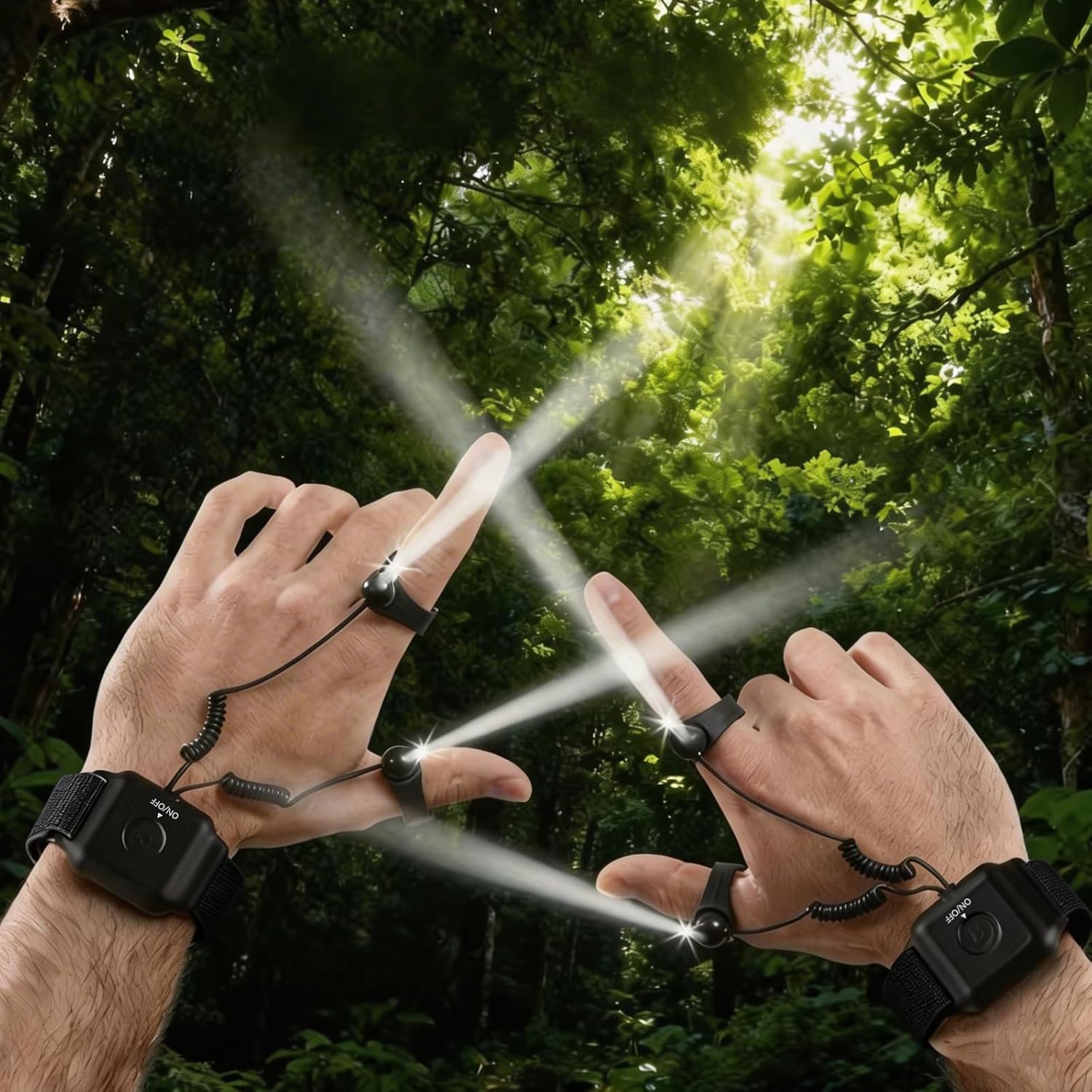 Noger Rechargeable Finger Flashlights Lightweight and Adjustable, Gifts for Men Women, Hands-Free LED Finger Lights for Camping Fishing Hiking Repairing, Fathers Day Christmas Birthday Gift, 2 Pack