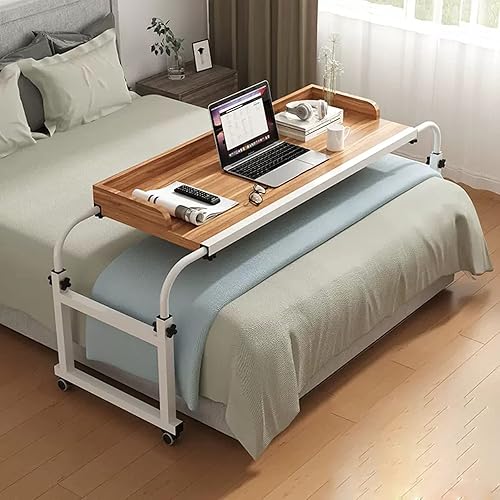 Mesa extensible con ruedas para colocar sobre la cama, altura y longitud, ajustable, para computadora portátil, estación de trabajo para el hogar,