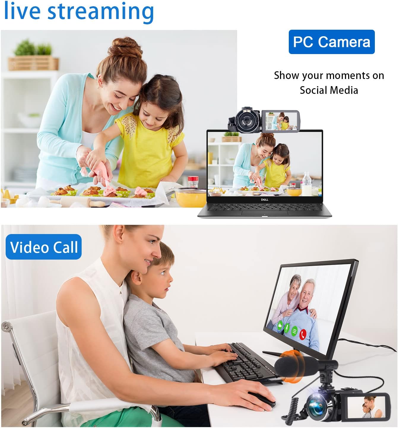 Promo Discount Up To 70% Off Video Camera Camcorder with Microphone 2.7K Full HD YouTube Vlogging Camera 42.0 MP 18X Digital Zoom Camera Recorder 3.0 Inch Screen with 2 Batteries and 32GB SD Card