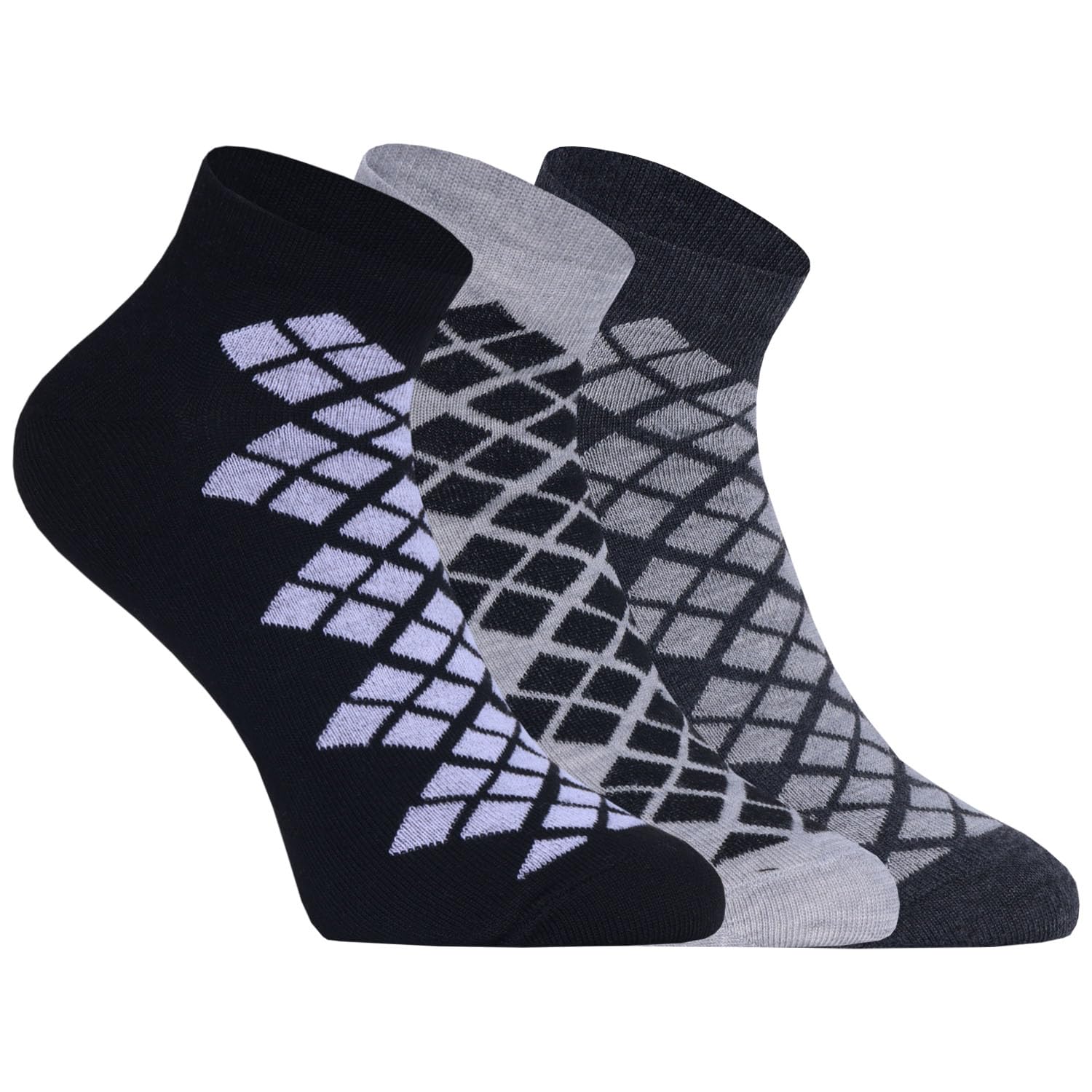 usoxo Men's Ankle Length Socks I Stylish Checked Design Combed Cotton with Soft Breathable I Non-Slip Grip, Comfortable Free Size I Perfect for Cycling Every day, Sports & Activity Wear - Pack of 3-picture-15