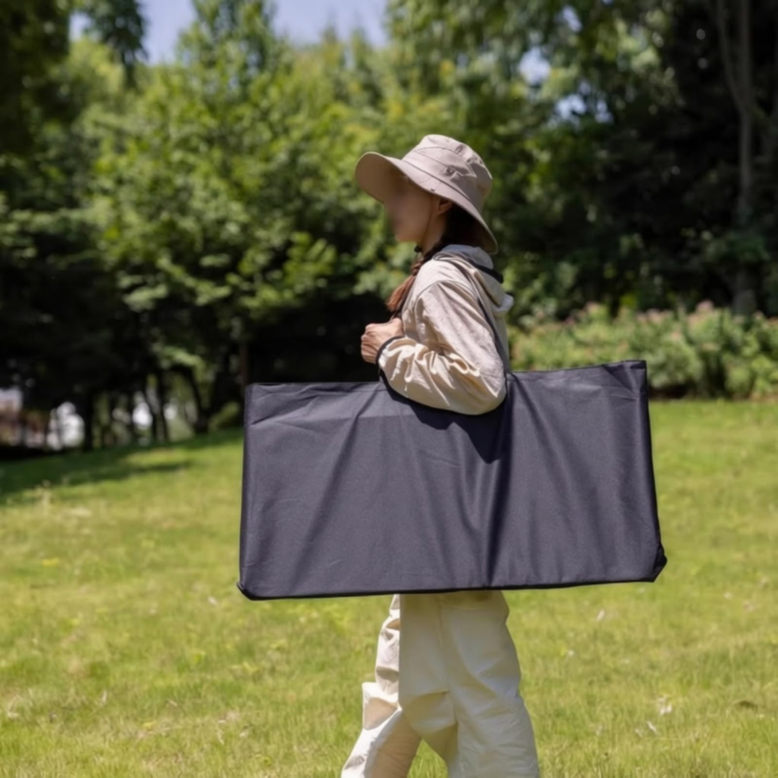 Tavolo Pieghevole Portatile con Superficie in Legno di E Struttura in Acciaio al Carbonio Stabile per Attività All Aperto Come Picnic in Giardino