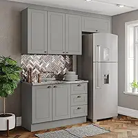 Cozinha Compacta 3 Peças 100% MDF Americana Cinza