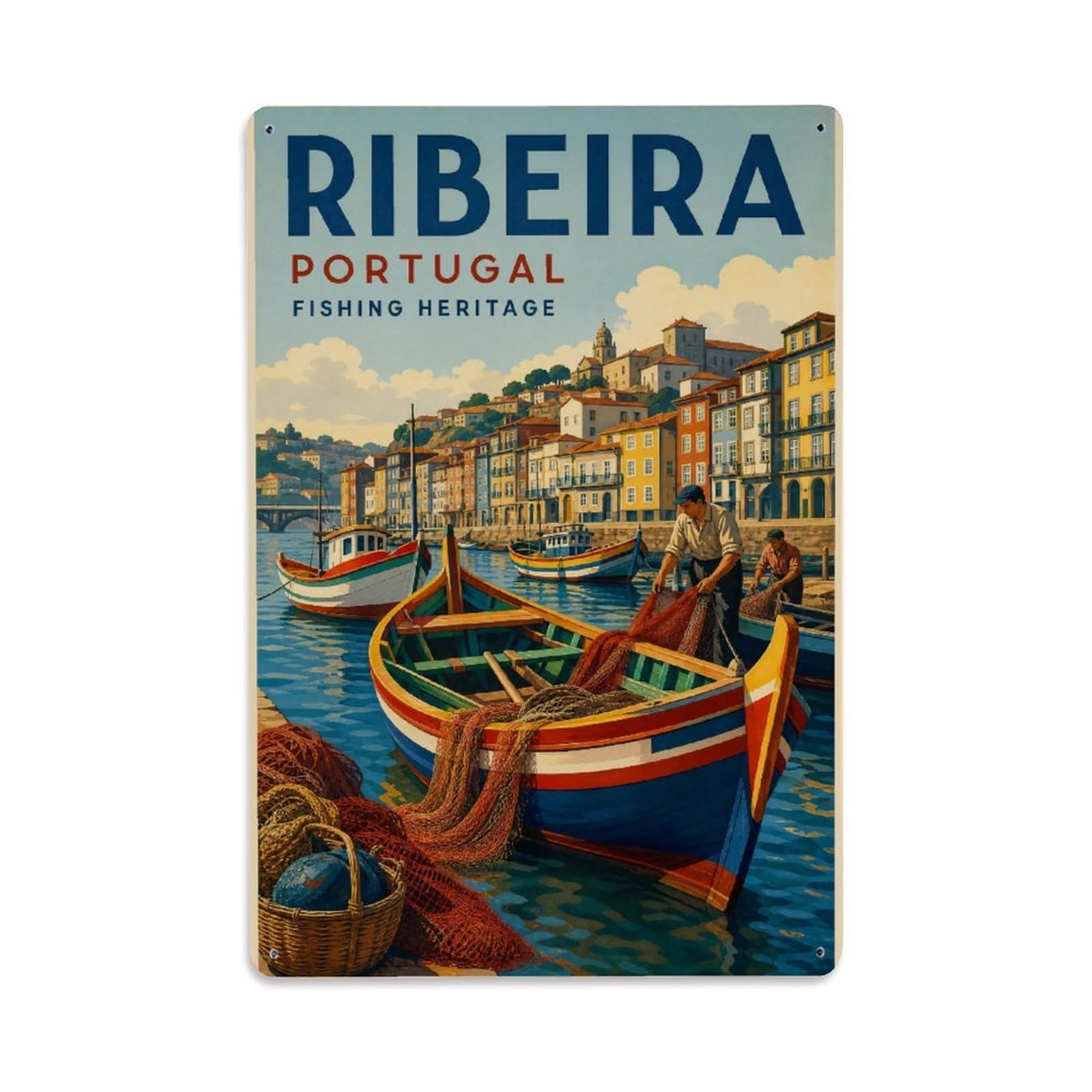 Metal Tin Sign Vintage Travel Ribeira Portugal