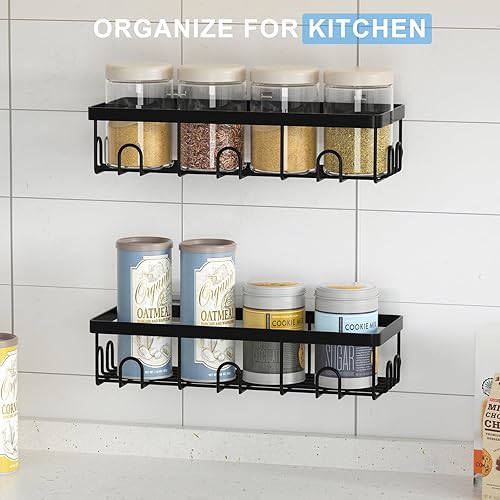 Miniatura 6 de Estante organizador de ducha, paquete de 2 estantes organizadores adhesivos para ducha con ganchos de ahorro de espacio, soporte para champú para