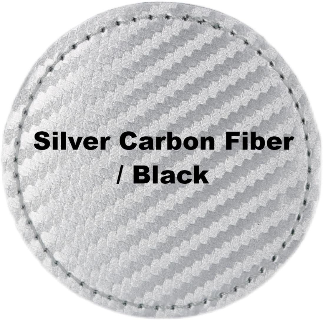 3" Round Blank Laserable Leatherette Hat Patches with Adhesive Faux Leather Patches for Hats Custom Fabric Repair Sew Laser Supplies (Silver Carbon Fiber/Black, 50)
