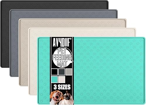 Tapete de silicona para comida para perros y gatos, impermeable, antideslizante, con borde elevado, tapete para alimentación de mascotas,