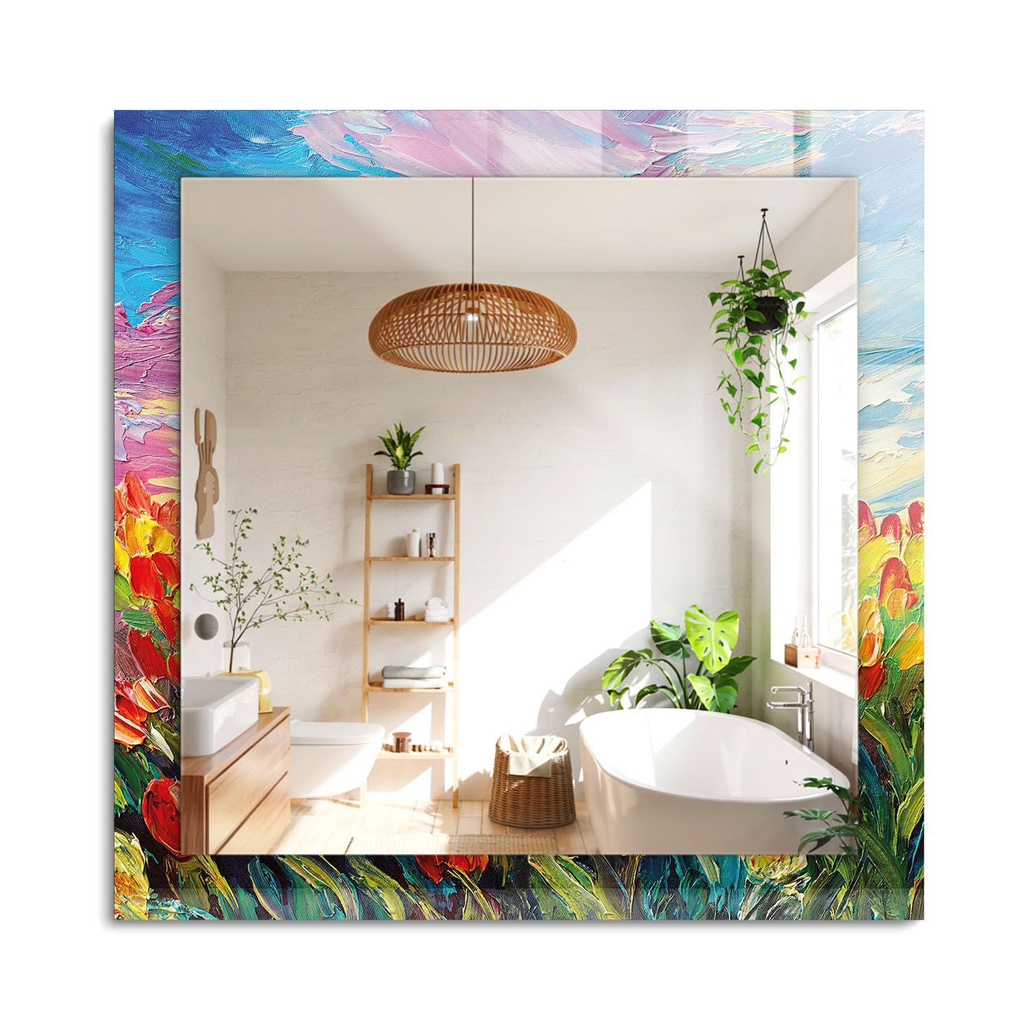 Miroir rectangulaire Tulpenfeld 60x60cm pour déco murale moderne