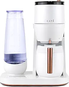 Café Specialty Grind and Brew Coffee Maker, Single-Serve to 10-Cup Thermal Carafe, with Built-In Bean Grinder & Removable 75oz Water Reservoir, WiFi & Smart Connected, SCA Certified, Matte White