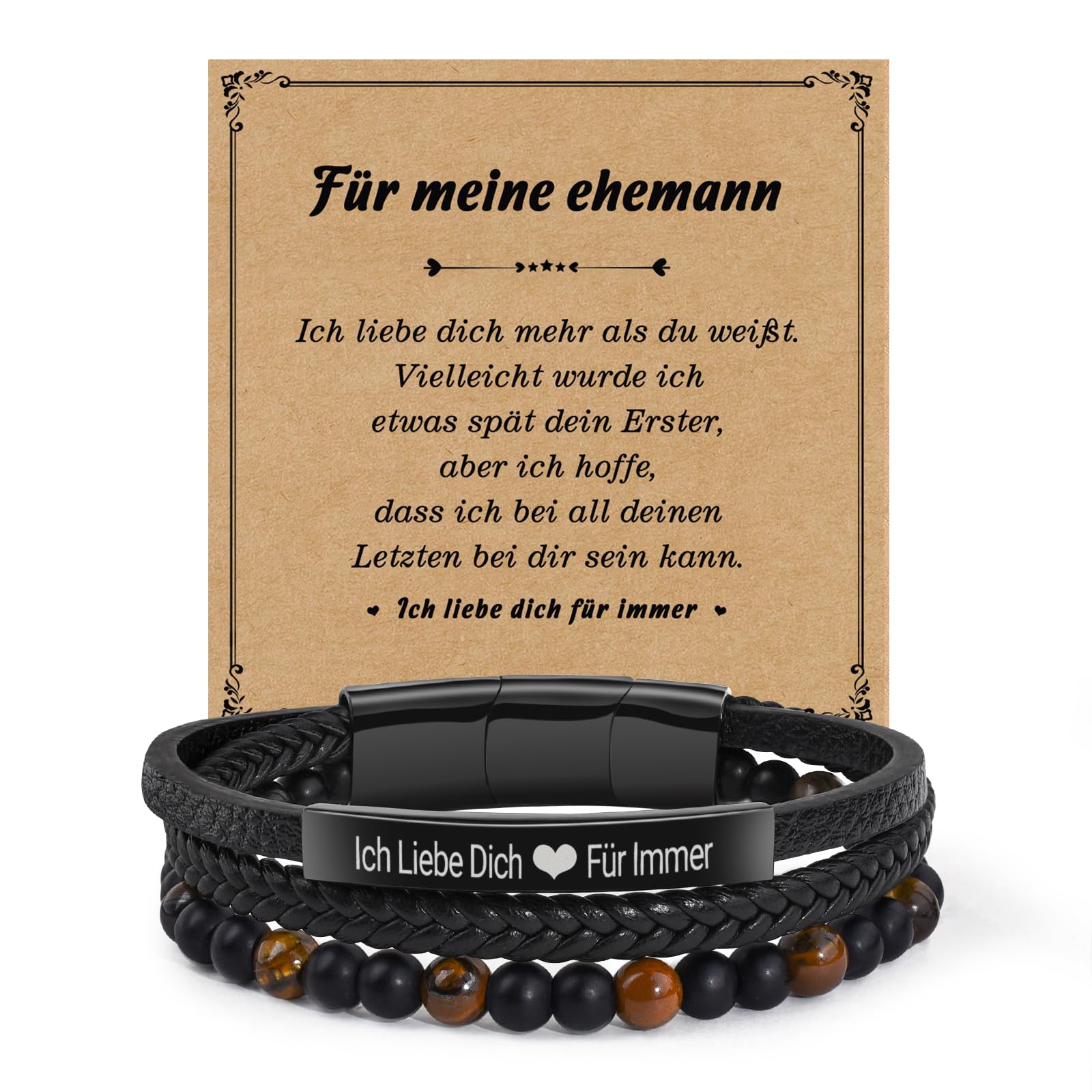 CheersLife Ich Liebe Dich Geschenke für Männer An Meinen Sohn Bruder Mann Armband, Geburtstag Valentinstag Jahrestag Vatertagsgeschenke Papa Geschenk für Ihn Freund Ehemann Sohn Bruder Lederarmband