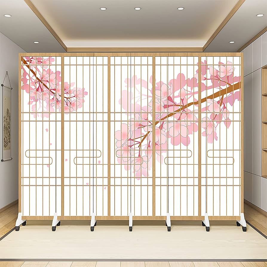 パーテーション　間仕切り　御簾屏風 Amazon.co.jp: CenxnuHa パーテーション 間仕切り 和風衝立 4連
