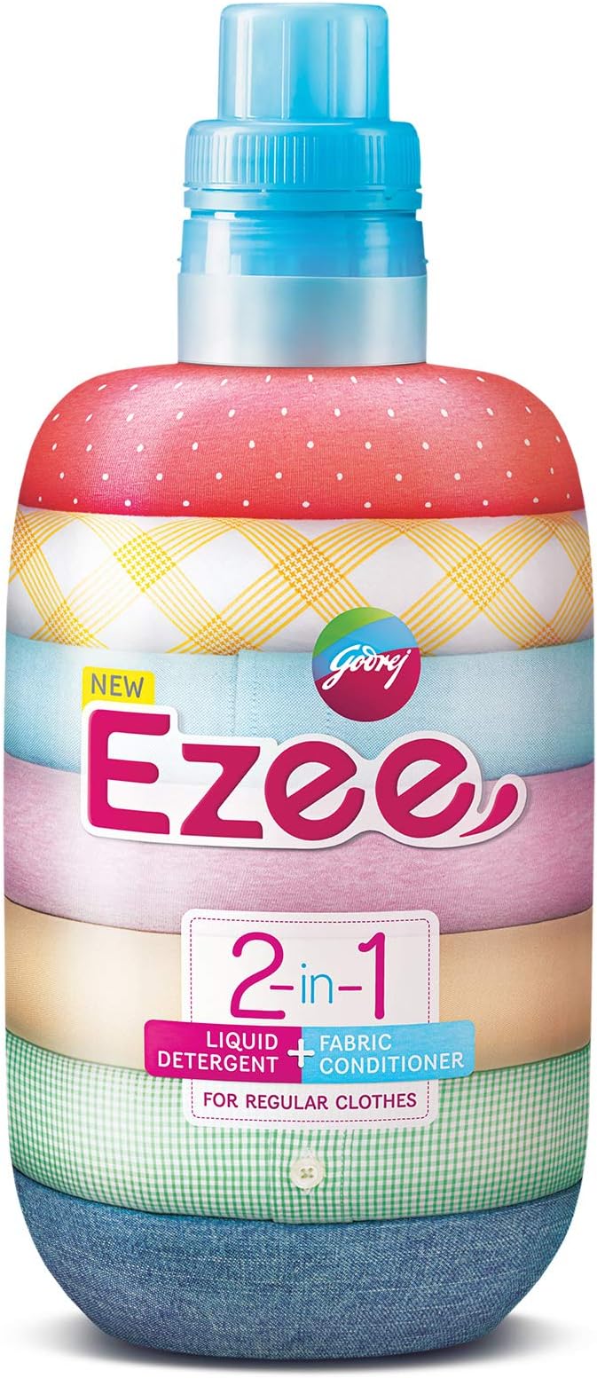 Godrej Ezee 2-in-1 Liquid Detergent + Fabric Conditioner (Fabric Softener) - 1kg Bottle | For Regular Clothes