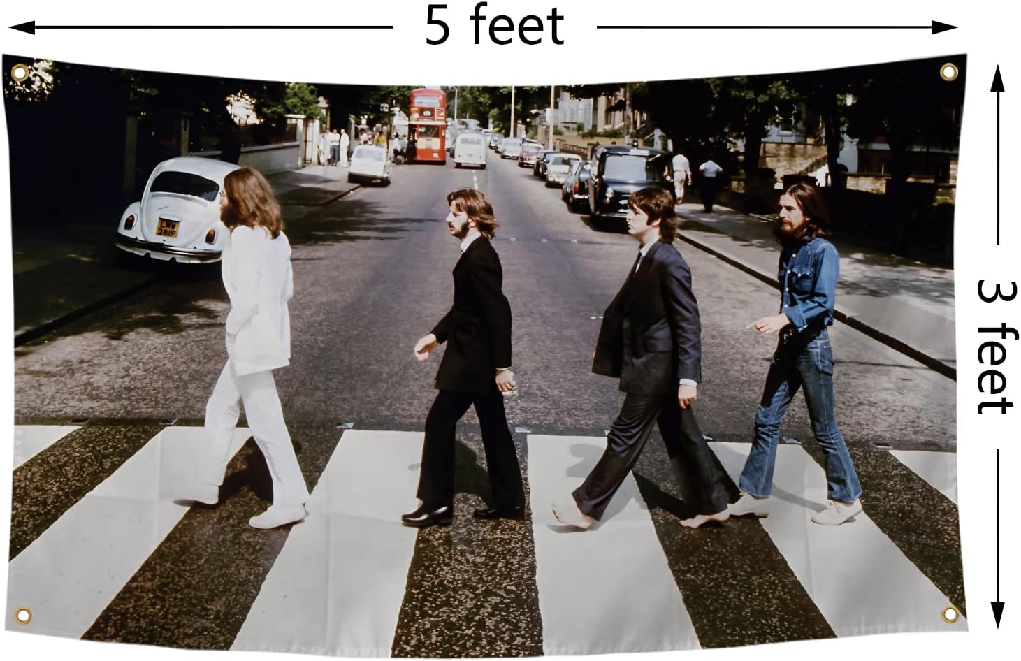 Musical Artist Flag Beatles-Abbey Road Album Cover Funny Poster Durable Man Cave Wall Flag with Brass Grommets 3x5 Feet Tapestry for College Dorm Room Decor,Outdoor,Bedroom, Parties gifts, travel, filming,events,festivals.. image 2