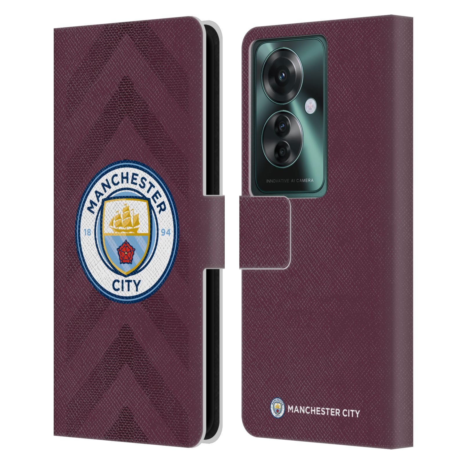 Head Case Designs Officially Licensed Manchester City Man City FC Home Goalkeeper 2022/23 Badge Kit Leather Wallet Case Compatible with Oppo Reno11 F 5G / F25 Pro 5G