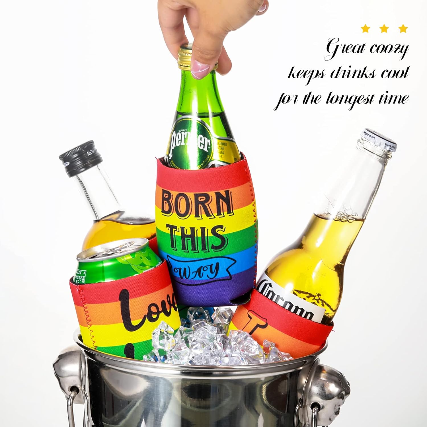 12 Pack Pride Day Decoration Rainbow Can Coolers Sleeves Pride Festival Neoprene Can Sleeve Funny Beer Can Cooler Pride Month Beer Coolies Cover for Pride Party (LGBT Style) image 3