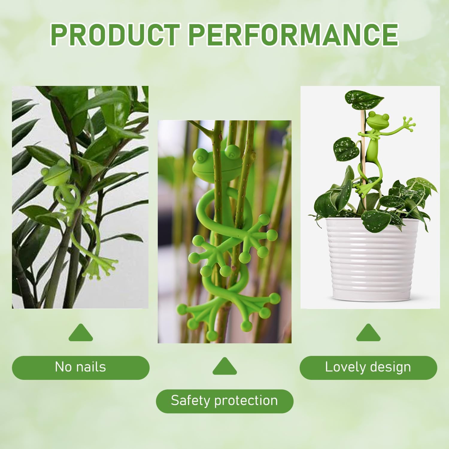 Lot De 4 Supports De Plantes Grenouille - Stabilisateur Tige Décoratif Vert - Pour Pots Intérieur/extérieur