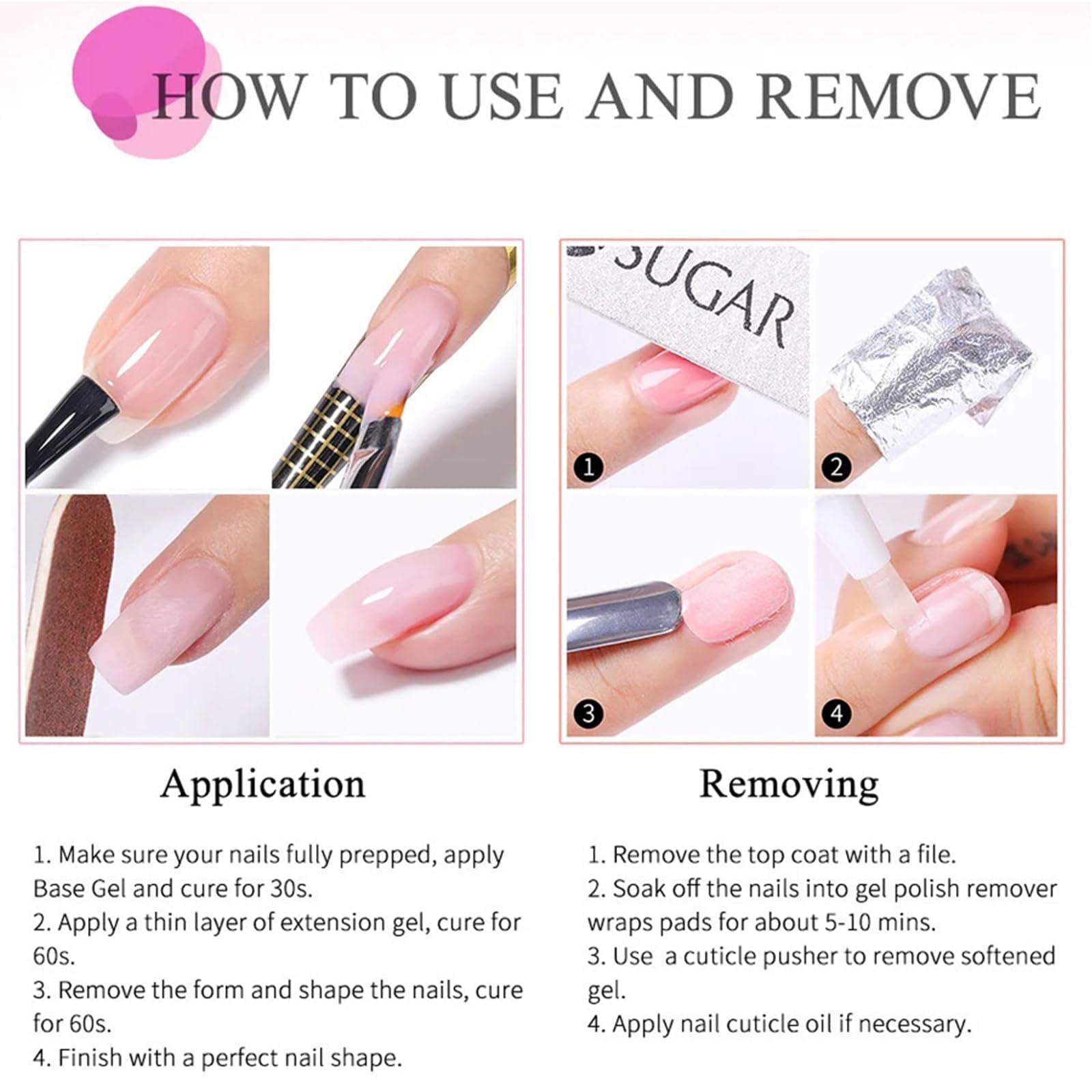 Builder Gel per unghie, 6 colori, gel per unghie in gel rosa, set di extension per unghie, modellage, base di rinforzo, smalto per unghie fai da te