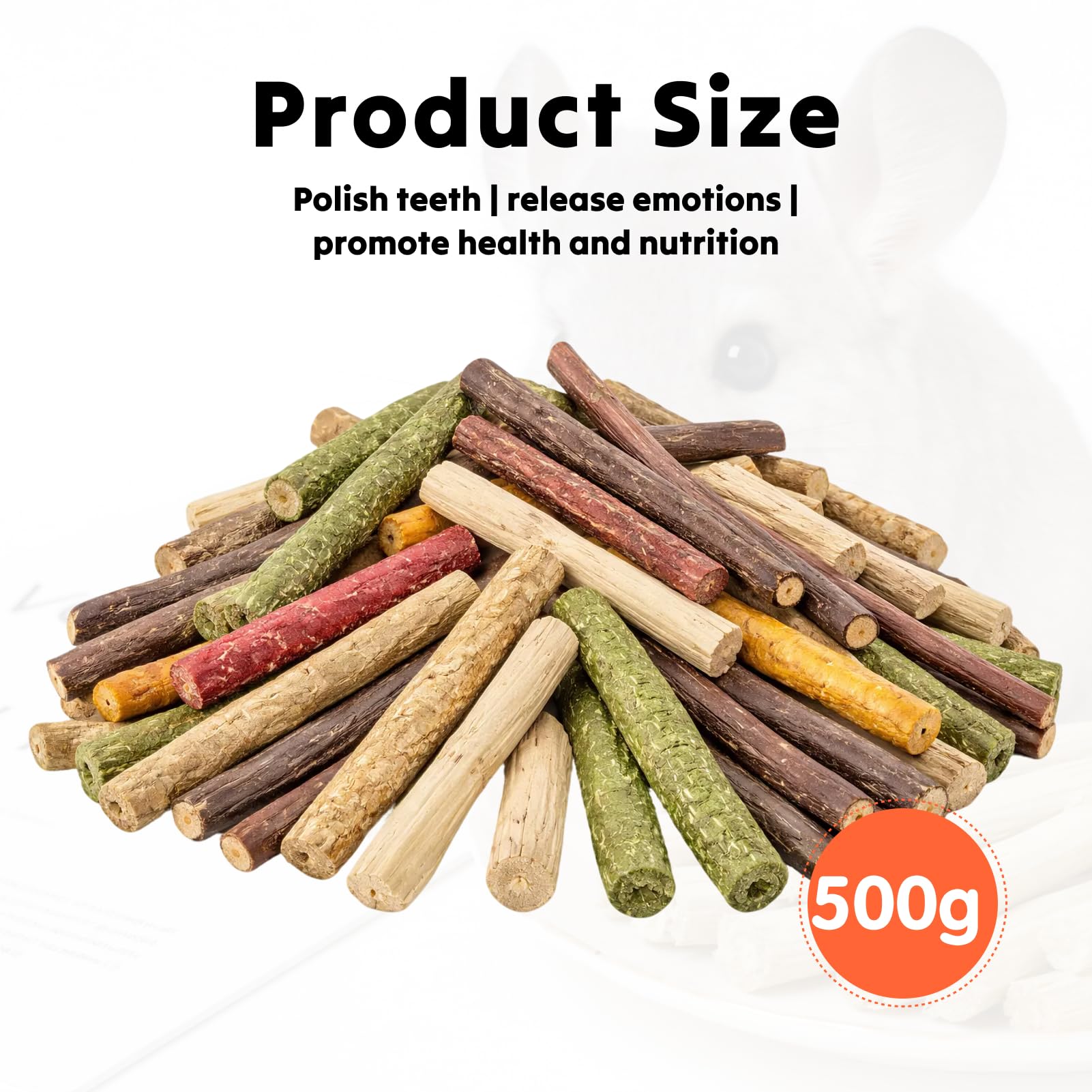 500g Baton de Pommier Foin Timothy Bambou Lapin Naturelle, Bâton De Dentition Batonnet pour Animaux De Compagnie Lapin Hamster Cochon d'Inde Chinchilla