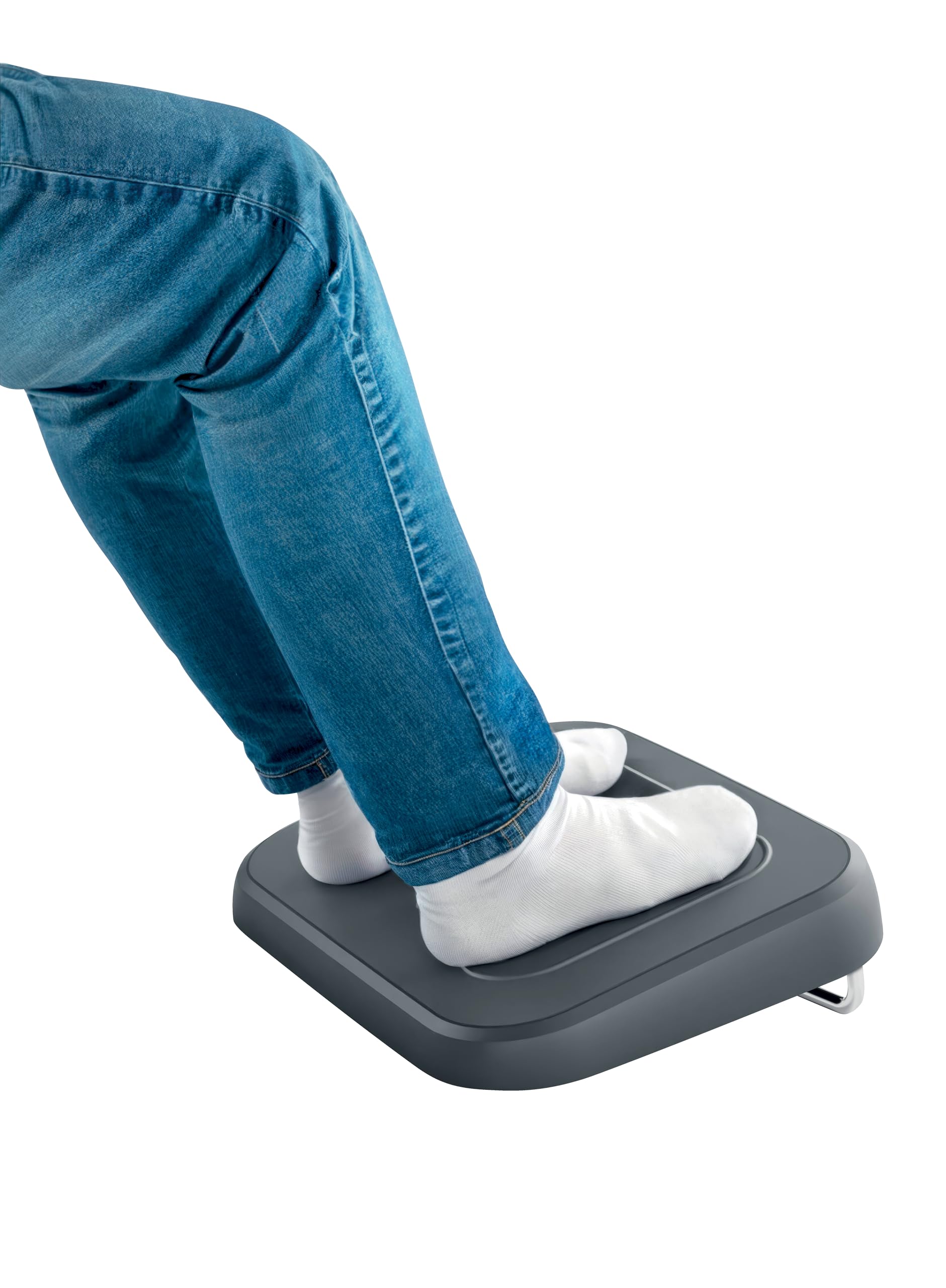 Leitz 65460089 - Reposapiés Ajustable Ergo, Tres Alturas Ajustables, 80% Plástico Reciclado Postconsumo y 100% Reciclable, Mejora la Postura y la Circulación Sanguínea, Gama Ergo, Gris Oscuro