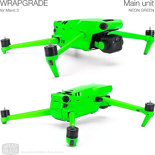 Miniatura 4 de WRAPGRADE Adhesivos de piel completa para DJI Mavic 3  Mavic 3 Classic (verde neón)