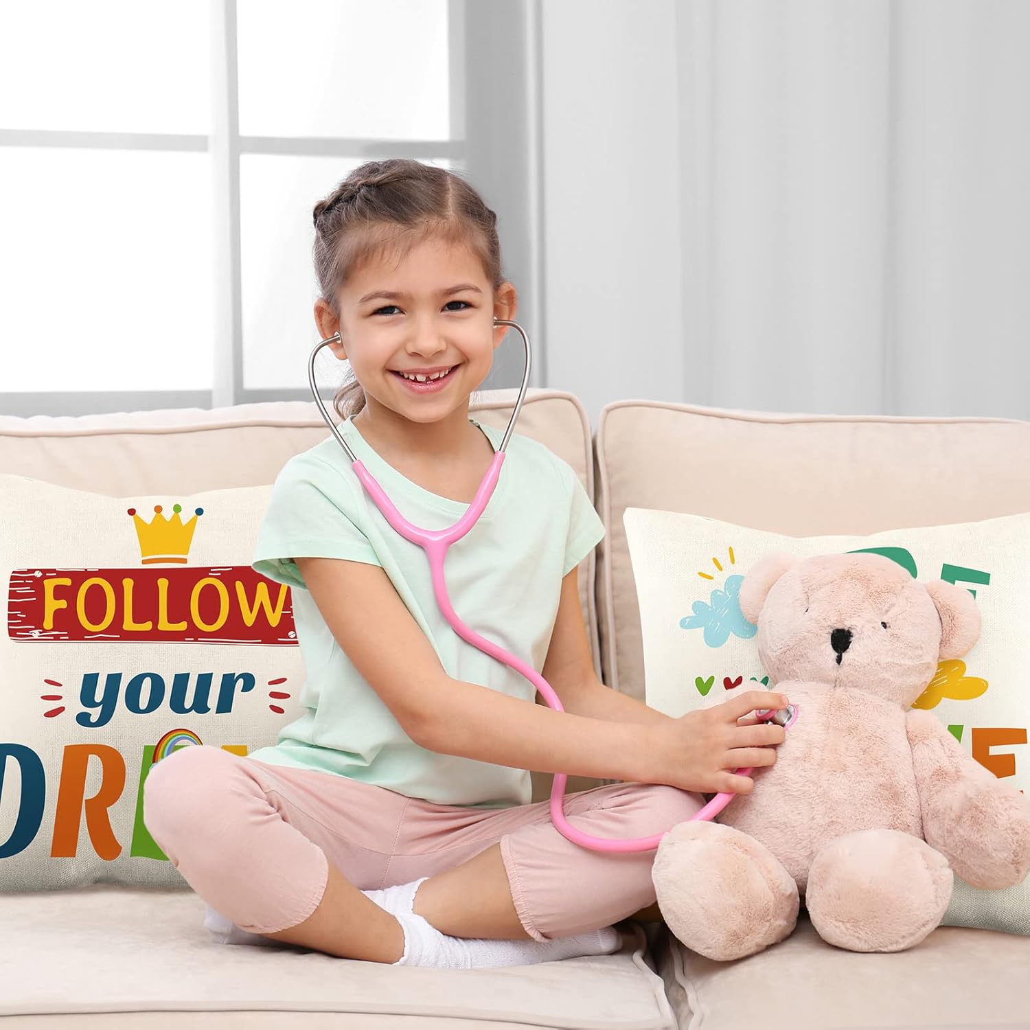 Hosuly 8 Pieces Classroom Pillows Covers 18x18 Inch Inspirational Pillow Covers Quotes Cases for Home Outdoor Reading Corner Bedroom Playroom Kindergarten Couch Floor Sofa(Lovely Style) - Image 5