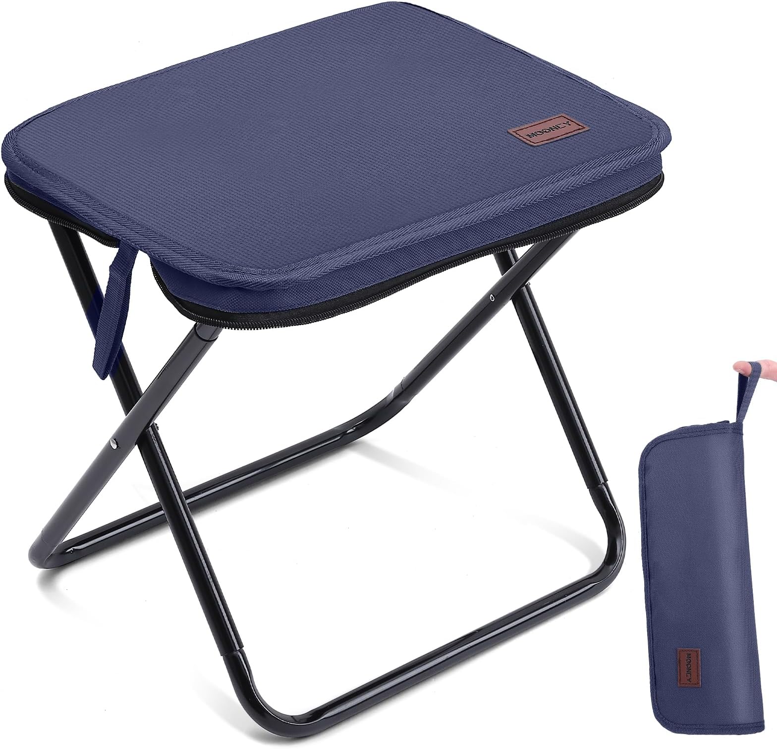 MOONCY Camping Stool, 33×26.5×32cm Folding Stools for Adults, Lightweight Mini Collapsible Stool for Hiking, Fishing and Picnic, Hold Up to 120kg, Blue