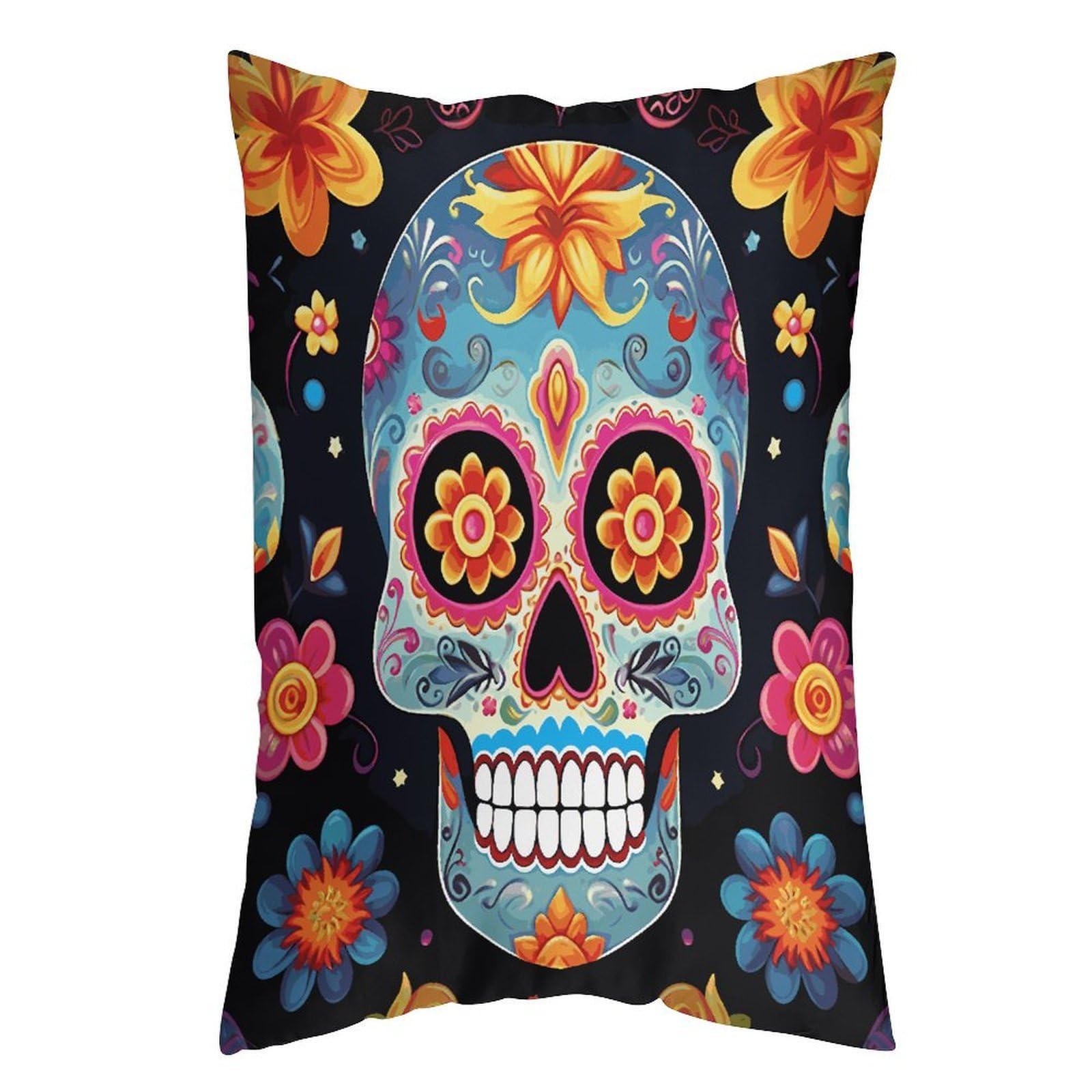 LDGSUPH Sugar Skulls Pillow Cases Soft Pillowcase with Invisible Zipper Wrinkle Resistant Pillow Covers Breathable Removable Pillow Protector for Bed Sofa Car 16 "x24