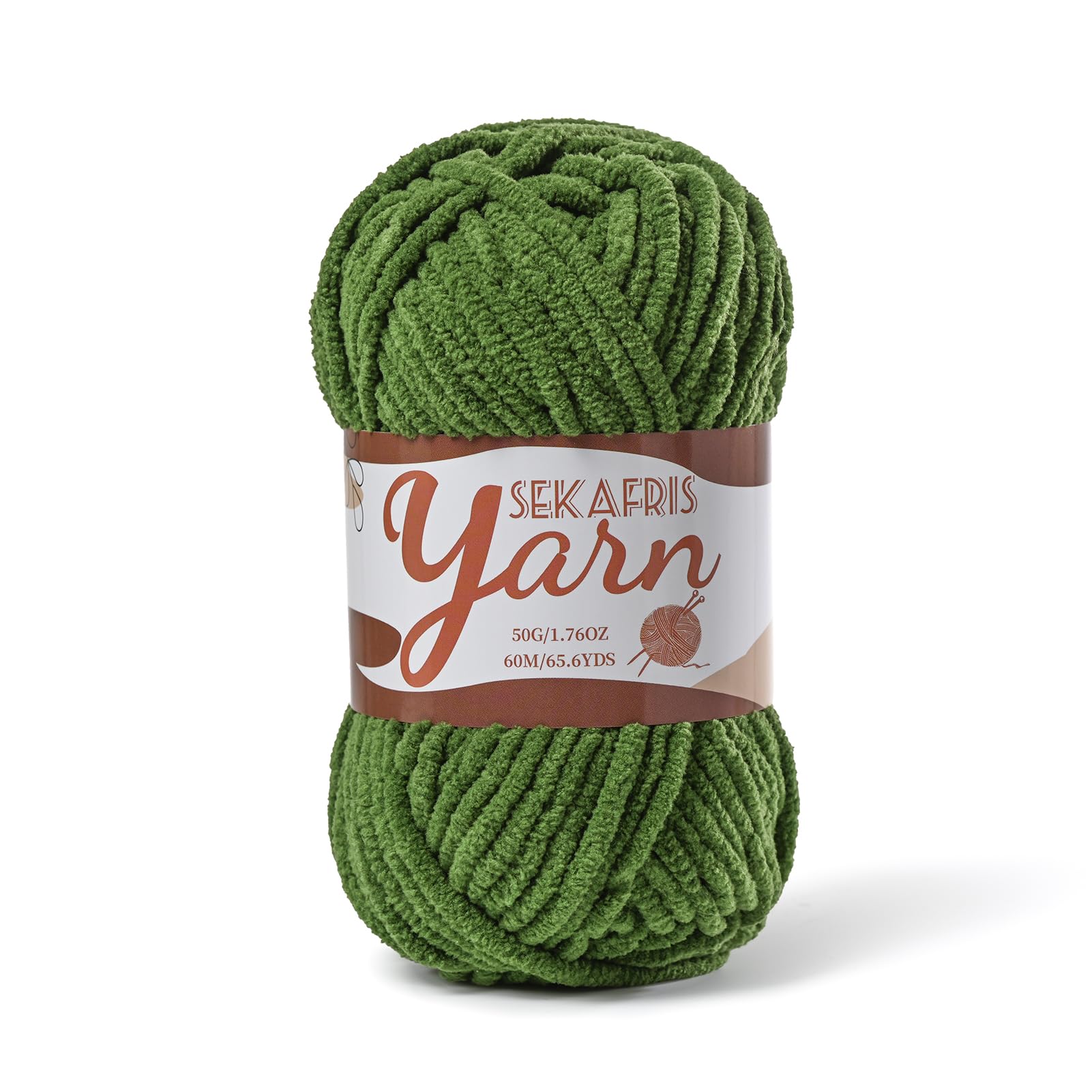 Chenille Yarn for Crocheting Plush Blanket Crochet Yarn Pine Green