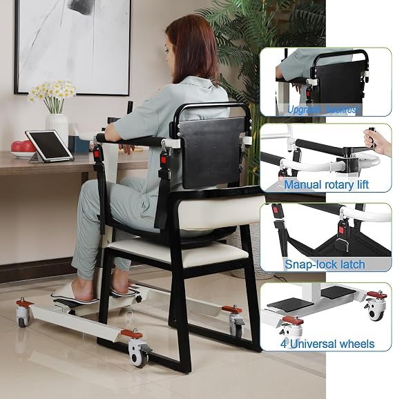 Patient Transfer Chair, Patient Lift Transfer Chair for Home, Transfer Wheelchair Patient Lift, Wheelchair to Car Transfer Devices, Patient Lift Aid, Height Adjustable, 275lbs (Upgrade)