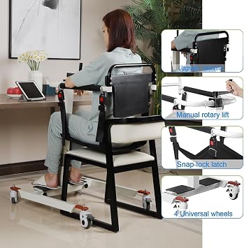 Patient Transfer Chair, Patient Lift Transfer Chair for Home, Transfer Wheelchair Patient Lift, Wheelchair to Car Transfer Devices, Patient Lift Aid, Height Adjustable, 275lbs (Upgrade)
