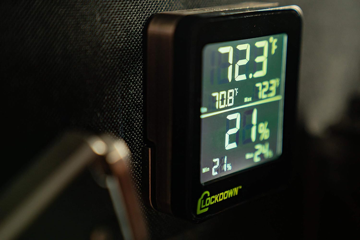 LOCKDOWN Digital Hygrometer with Convenient Design, Backlit Screen and Min/Max Reading for Temp and Humidity Monitoring in Safes, Rooms, Cases and Cabinets