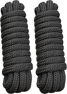 Boat Dock Lines Marine Rope 5/8" x 15' Marine-Grade Double Braided Nylon Dock Line with 15" Loop Boat Lines Dock Rope, Easy Handling Dock Lines for Boats, Fray Resistant - 2 Pack, Black