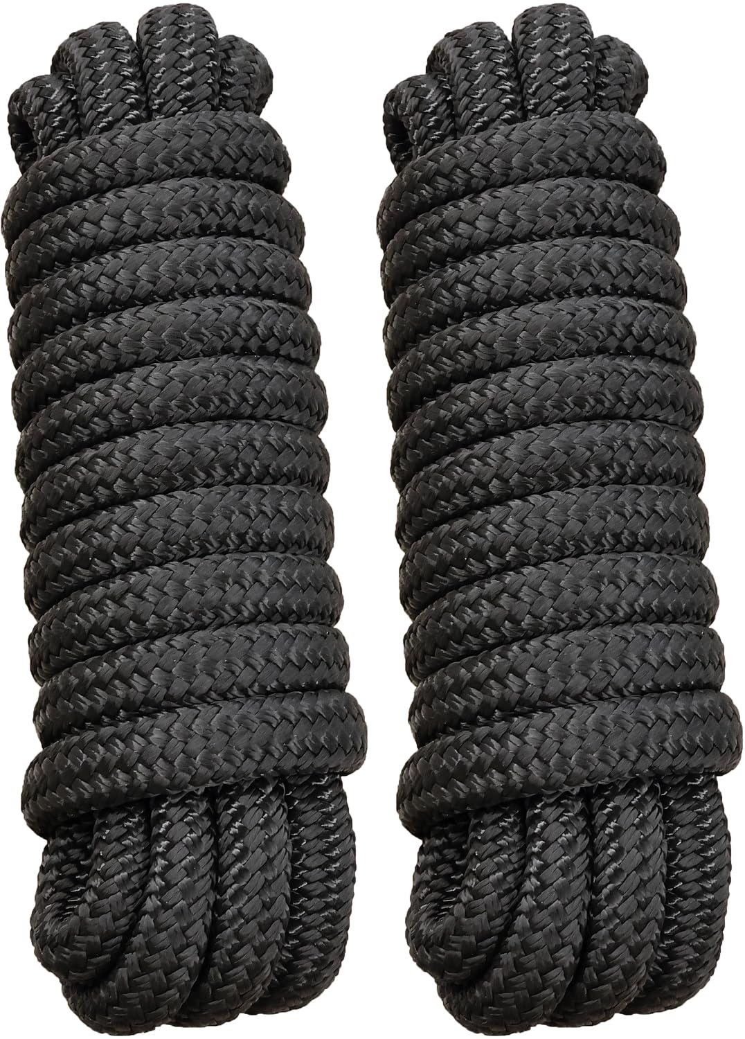 Boat Dock Lines Marine Rope 5/8" x 15' Marine-Grade Double Braided Nylon Dock Line with 15" Loop Boat Lines Dock Rope, Easy Handling Dock Lines for Boats, Fray Resistant - 2 Pack, Black