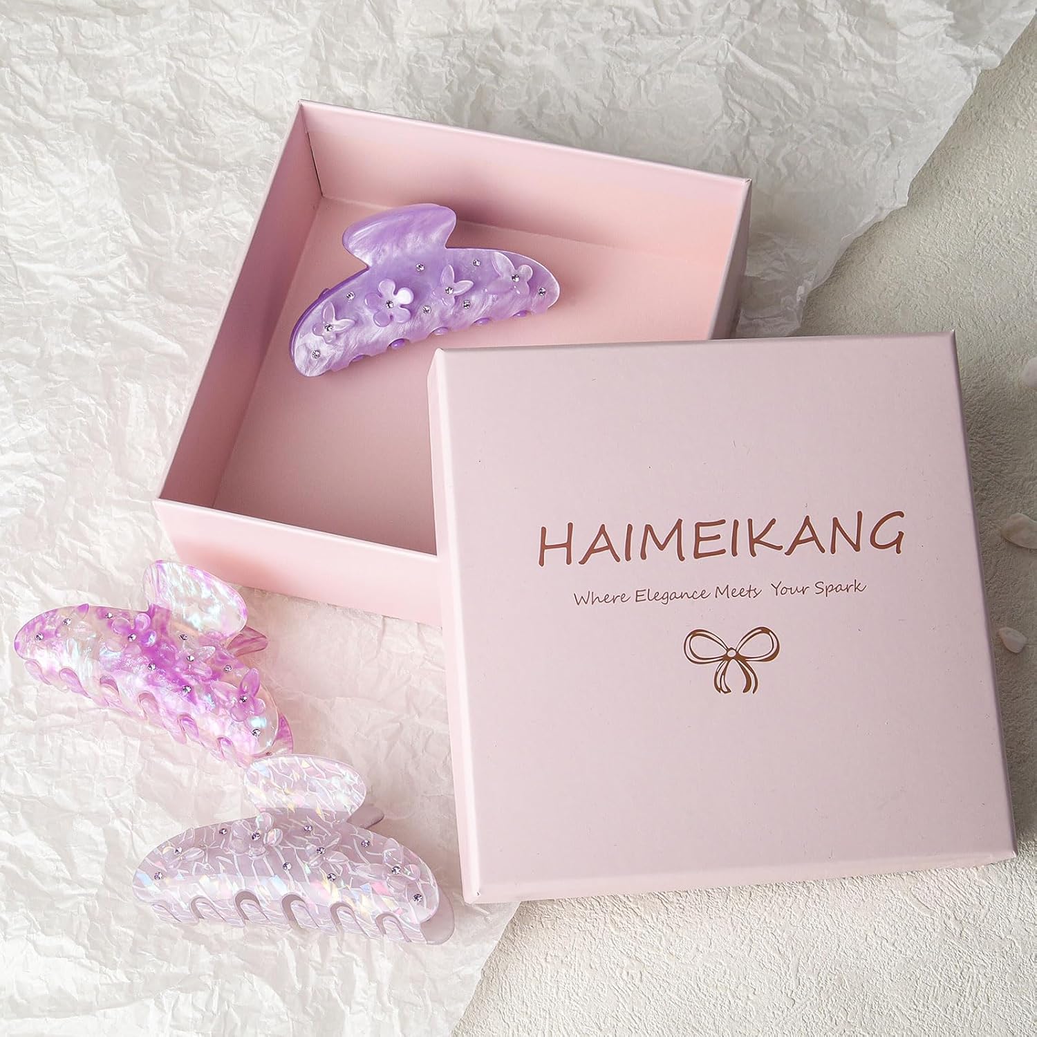 HAIMEIKANG 3 Pcs Acrylic Flower Hair Claw Clips for Women - Cute Non-slip Stylish Accessories Clips for Thick Thin Hair - Image 7