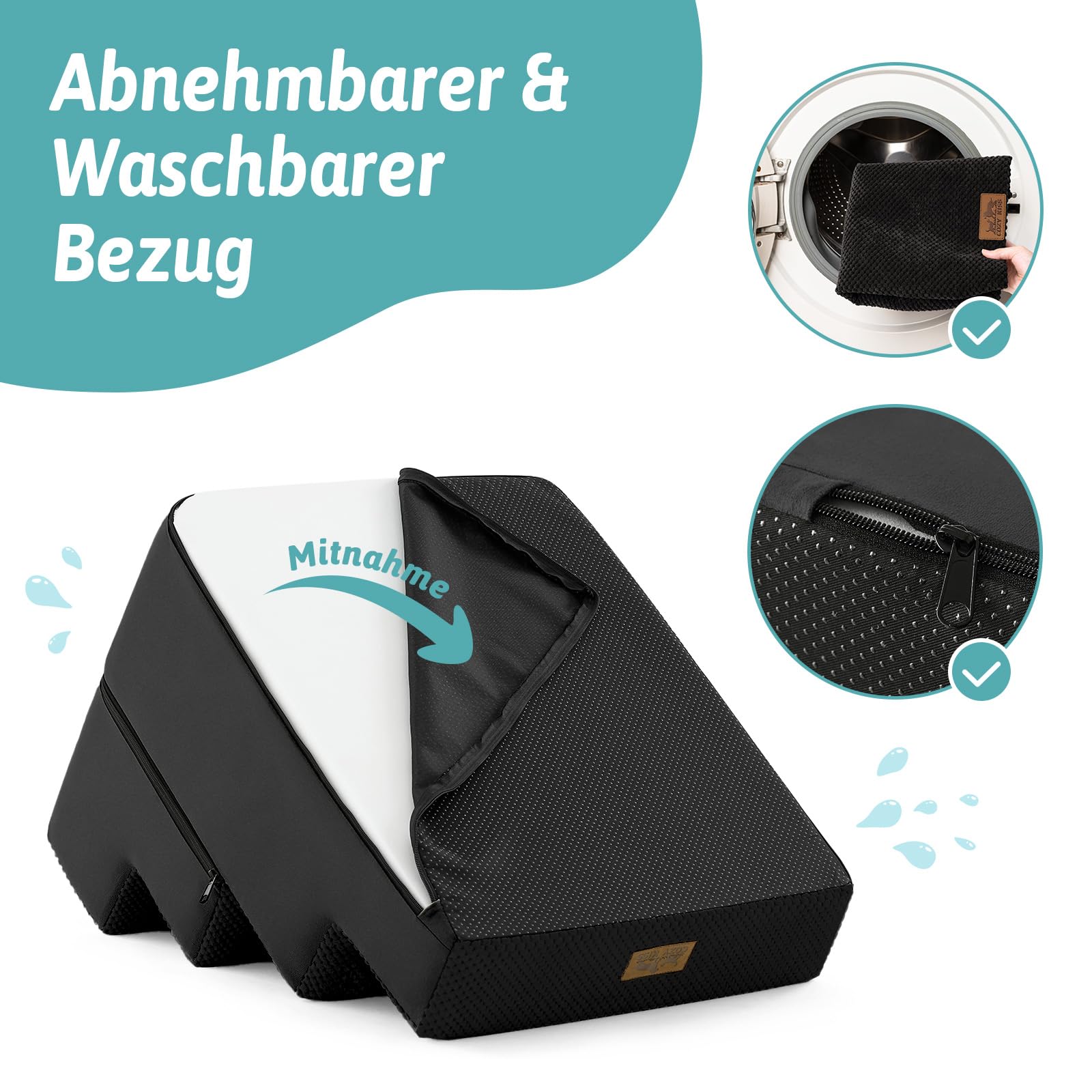 Hundetreppe 4 Stufen 45cm Hoch, 2-in-1 Hundetreppen für Kleine Hunde Alte Katzen, Faltbare Haustiertreppe Katzentreppe Sofa mit Waschbarem Bezug, 40x60x45cm (Schwarz)