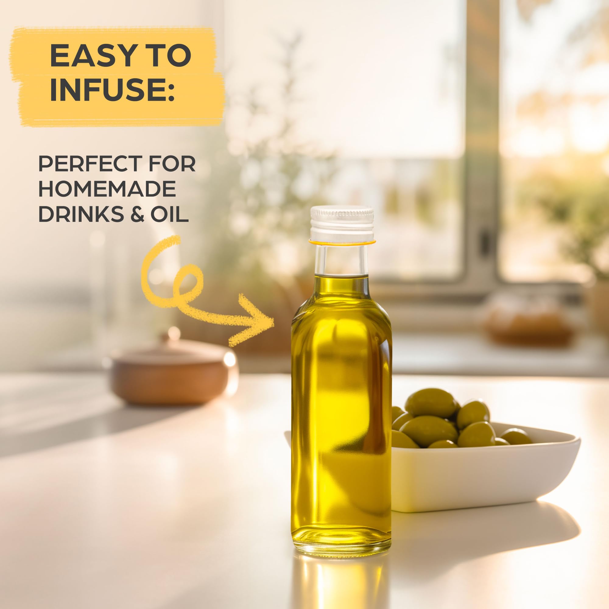 Small Glass Bottles with Lids – 3 oz Reusable Glass Containers – Includes Labels & Marker – Ideal for Extracts, Ginger Shots, Infused Oils, Tinctures, Hot Sauces & Mini Liquors - 12 Pack